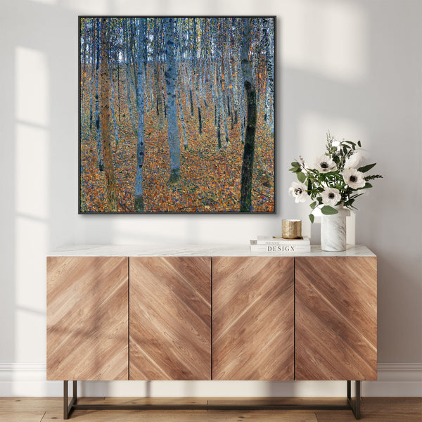 Gustav Klimt Birch Trees - Framed Canvas Wall Art - Beech Grove