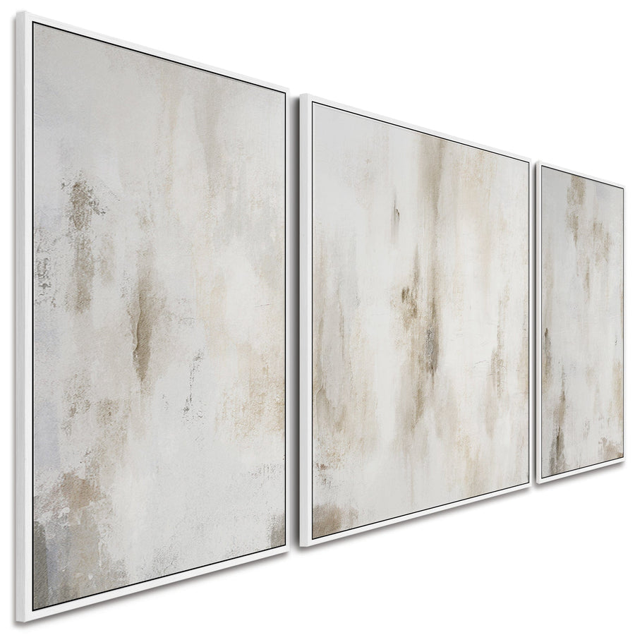 Large Framed Neutral Wall Art Canvas for Living Room - Abstract Set of