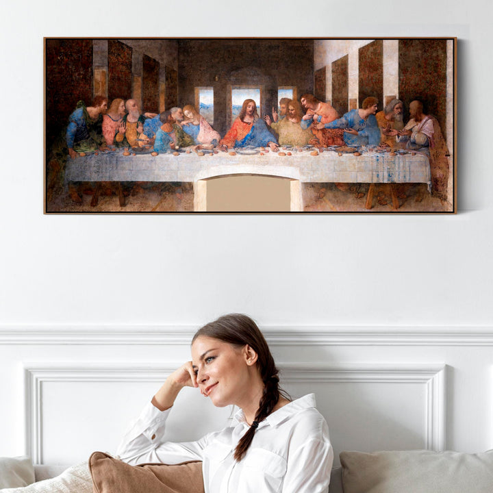 Leonardo da Vinci - Framed Wall Art Print Canvas Picture - Last Supper - FFwide-2560-DW-L