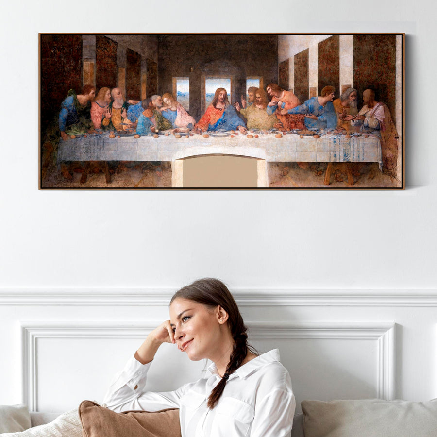 Leonardo da Vinci - Framed Wall Art Print Canvas Picture - Last Supper