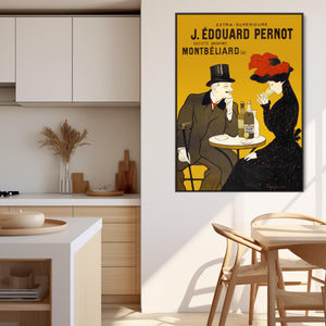 Leonetto Cappiello Orange Framed Art Print - French Poster Pernot Cafe Man Woman - on Canvas