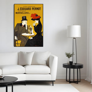 Leonetto Cappiello Orange Framed Art Print - French Poster Pernot Cafe Man Woman - on Canvas