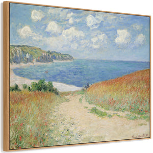 Large Claude Monet Colourful Landscape Wall Art Framed Canvas Print Path in the Wheatfields Pourville Painting