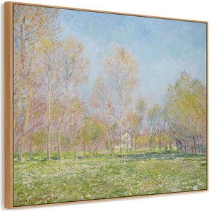 Large Green Claude Monet Landscape Wall Art Framed Canvas Print of Spring in Giverny Painting