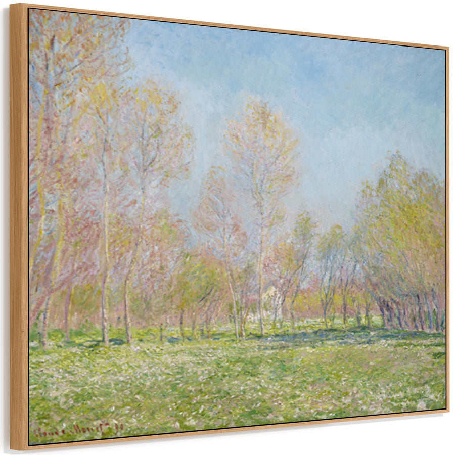 Large Green Claude Monet Landscape Wall Art Framed Canvas Print of Spring in Giverny Painting