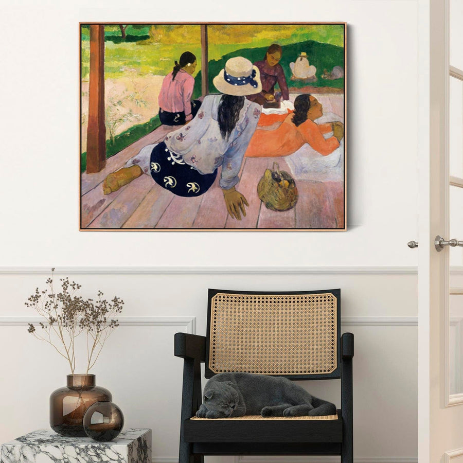 Large Colourful Paul Gauguin Wall Art Framed Canvas Print of Siesta Famous Painting