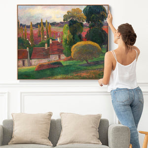 Large Paul Gauguin Wall Art Framed Canvas Print of a Farm in Brittany Landscape Painting