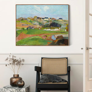 Large Paul Gauguin Framed Canvas Print of Landscape at Le Pouldu Painting