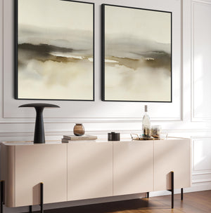 Modern Living Room Wall Art - Abstract Sage Neutral Lounge Artwork