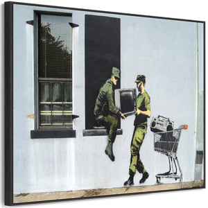 Large Banksy Framed Canvas Art Print - Looting Soldiers