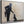 Large Banksy Framed Canvas Art Print - Man with Dog
