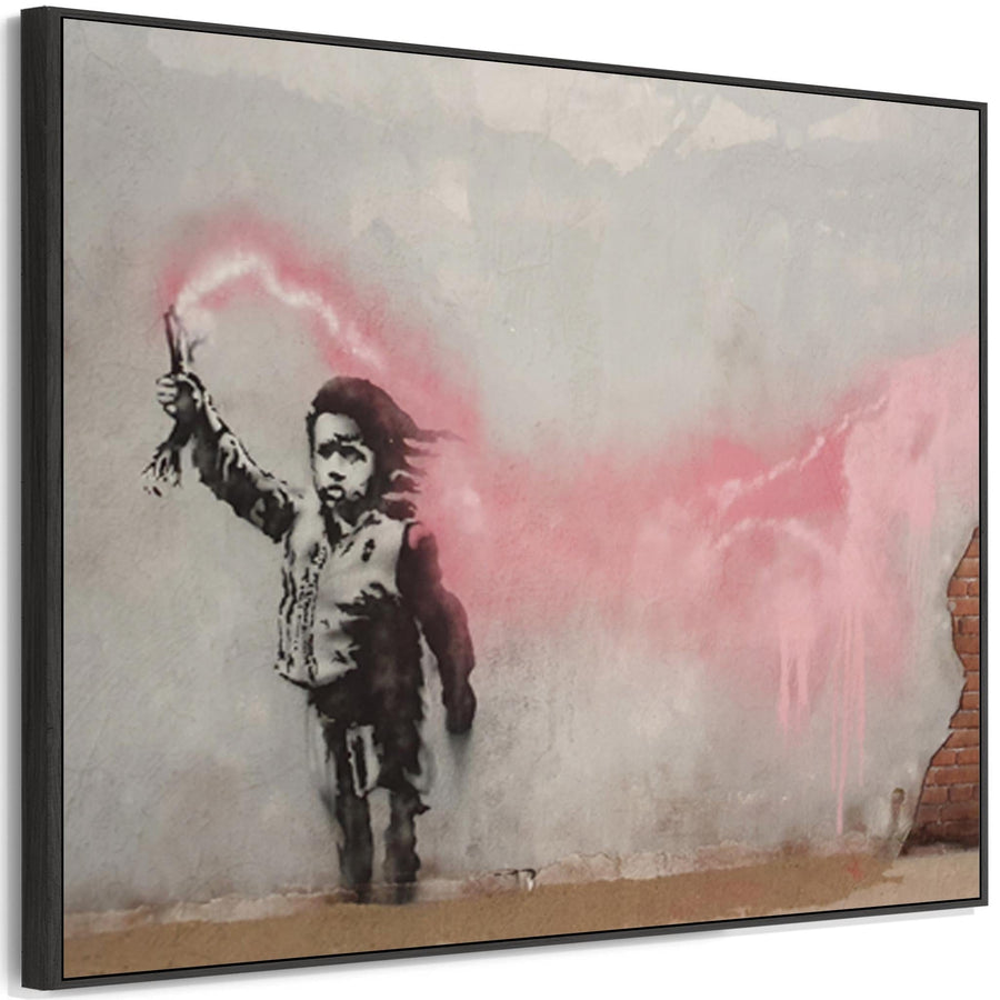 Large Banksy Framed Canvas Art Print - Migrant_Child