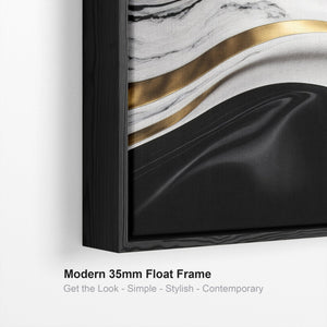 Extra Large Black Gold Framed Wall Art - Modern XXL Set 3 Canvas - 212cm Wide