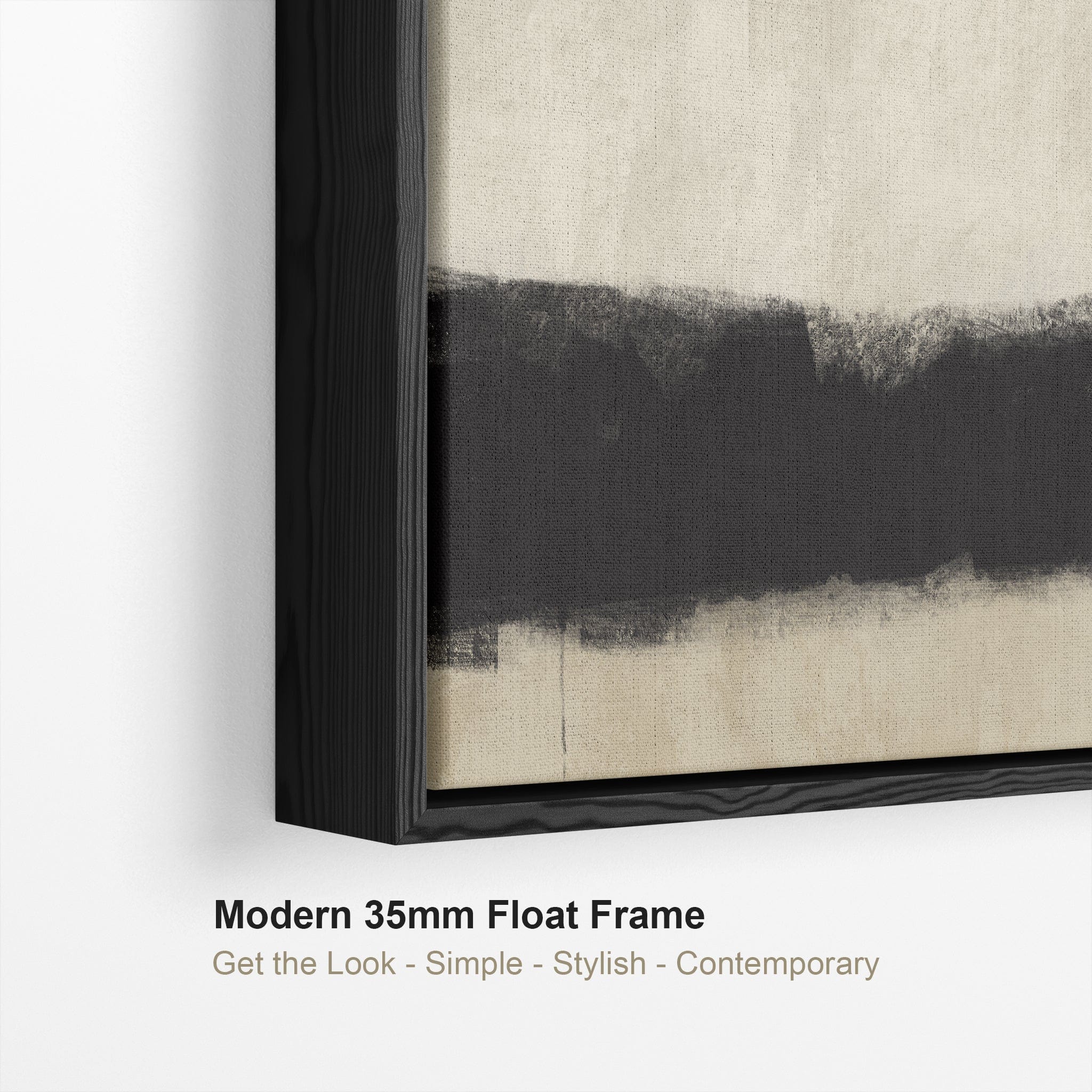 Neutral Wall Art for Living Room - Large Framed Set of 3 - Cream Black