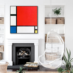 Large Piet Mondrian Framed Abstract Canvas - Colourful Modern Artwork Print