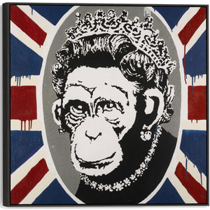 Large Banksy Framed Canvas Art Print - Monkey Queen