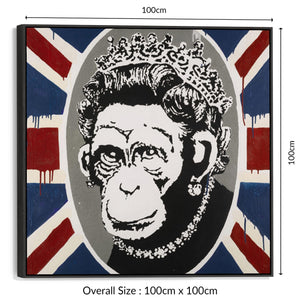 Large Banksy Framed Canvas Art Print - Monkey Queen