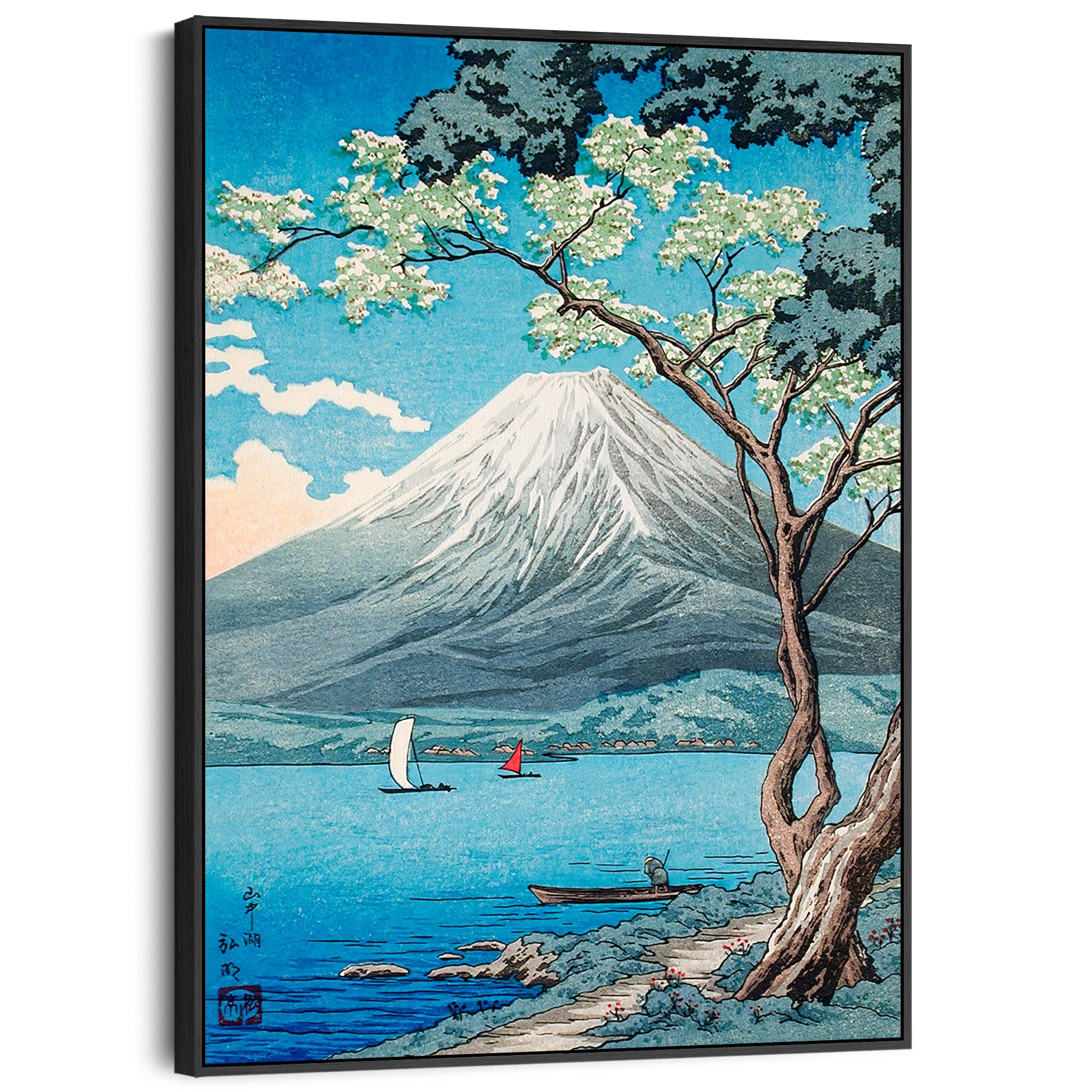 Mount Fuji Lake Wall Art Framed Canvas Print of Hiroaki Takahashi Pain