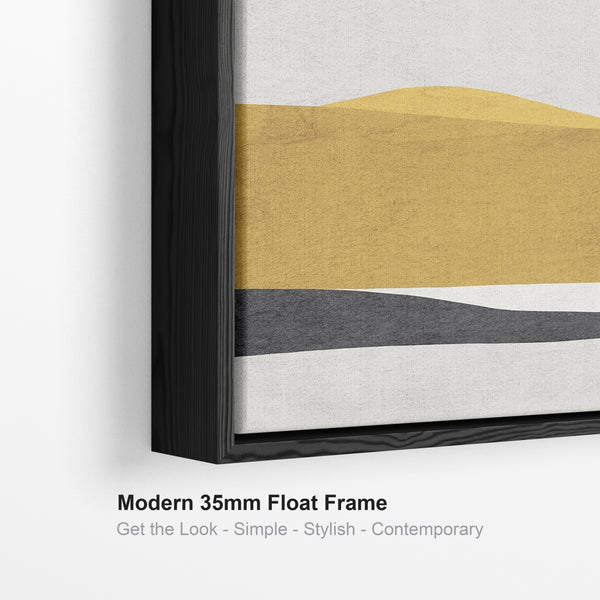 Large Mustard Yellow Grey Framed Abstract Wall Art for Living Room - Set of 3 - XXL 212cm Wide