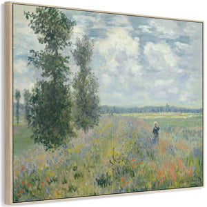 Claude Monet Wall Art Framed Canvas Print of Poppy Fields near Argenteuil Painting