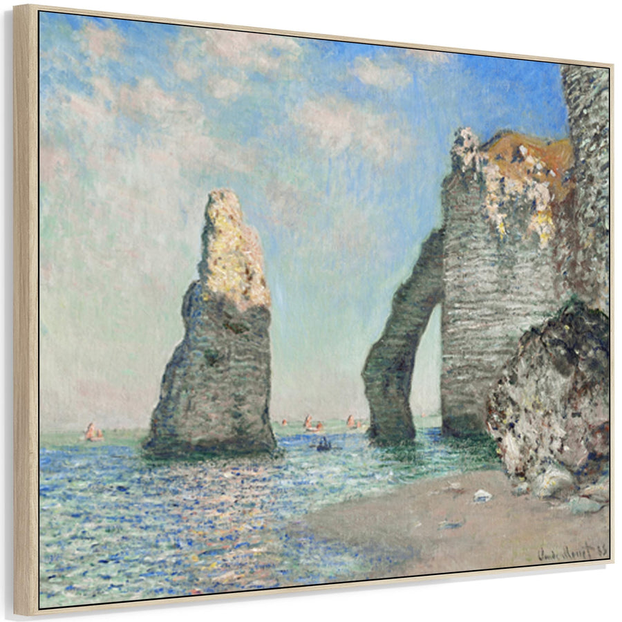 Large Claude Monet Framed Canvas Print of The Cliffs at Etretat Painting