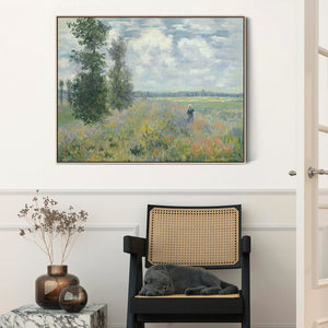 Claude Monet Wall Art Framed Canvas Print of Poppy Fields near Argenteuil Painting