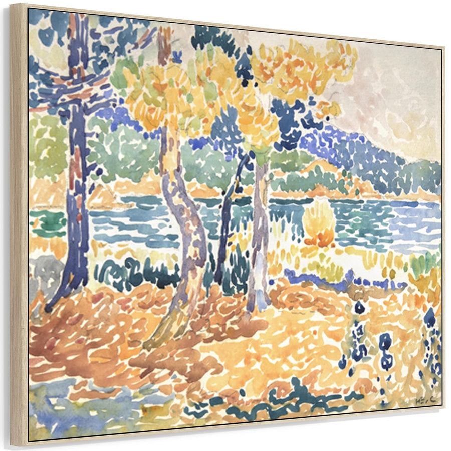 Large Henri Edmond Cross Framed Wall Art Print of Pines on the Coastline Painting