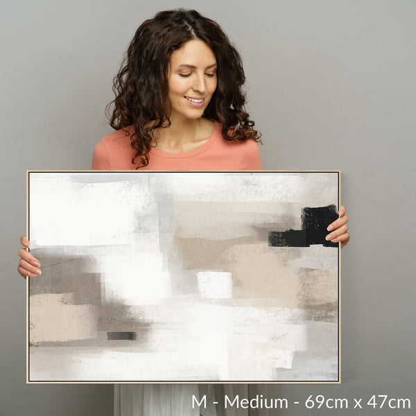 Neutral Wall Art Prints - Framed Canvas for Living Room - Beige - 2085