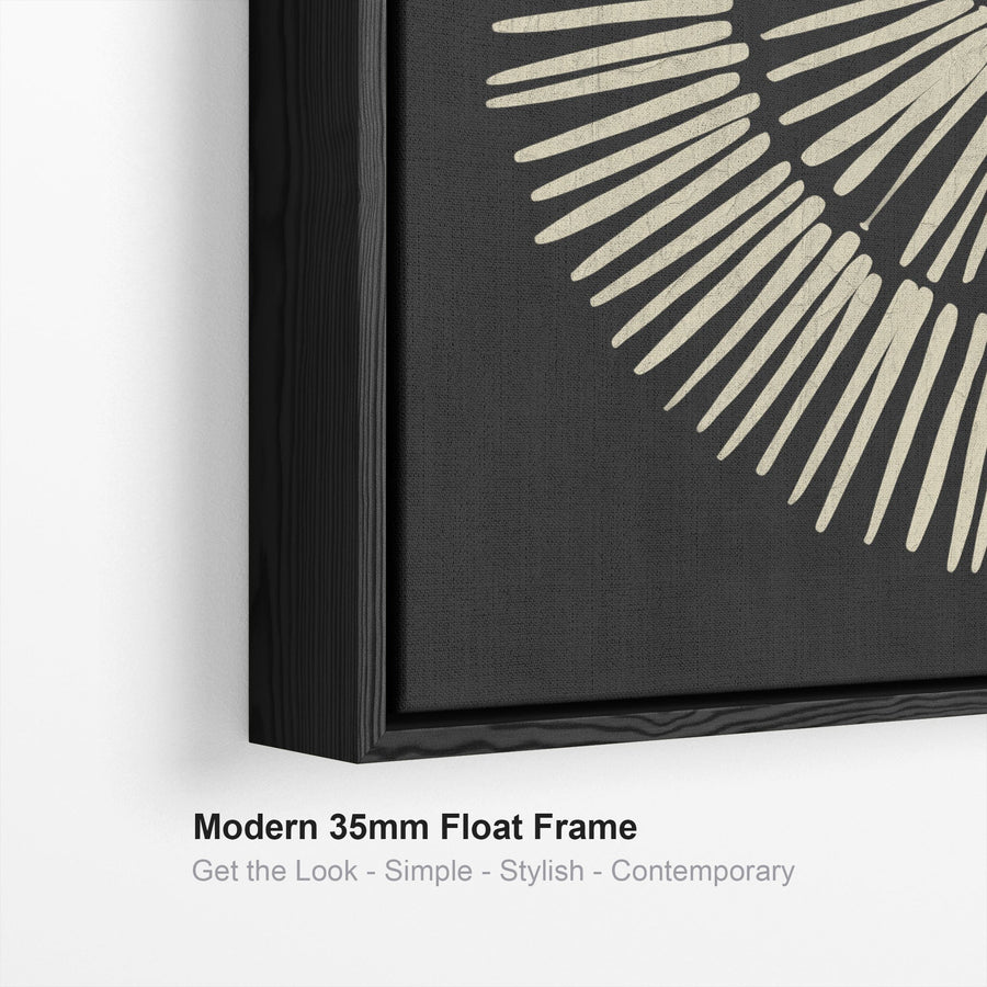 Neutral Black Modern Wall Art for Living Room - Abstract Framed Canvas