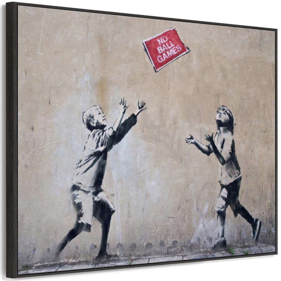 Large Banksy Framed Canvas Art Print - No Ball Games