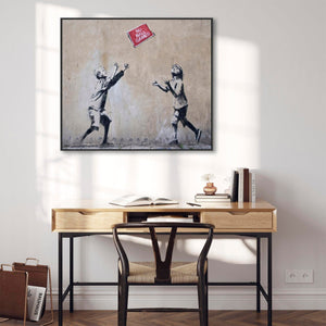 Large Banksy Framed Canvas Art Print - No Ball Games