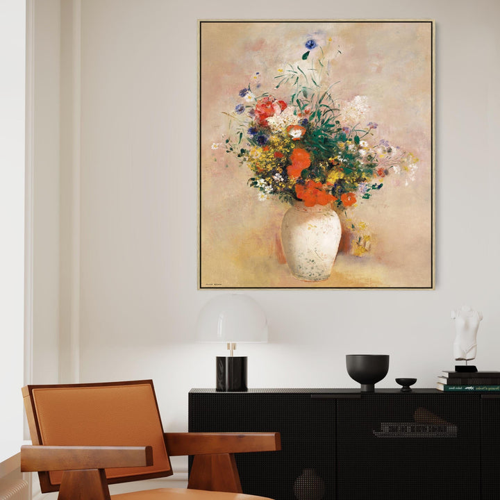 Odilon Redon Floral Artwork Canvas Print Framed Vase of Flowers - FFPob-2604-N-L