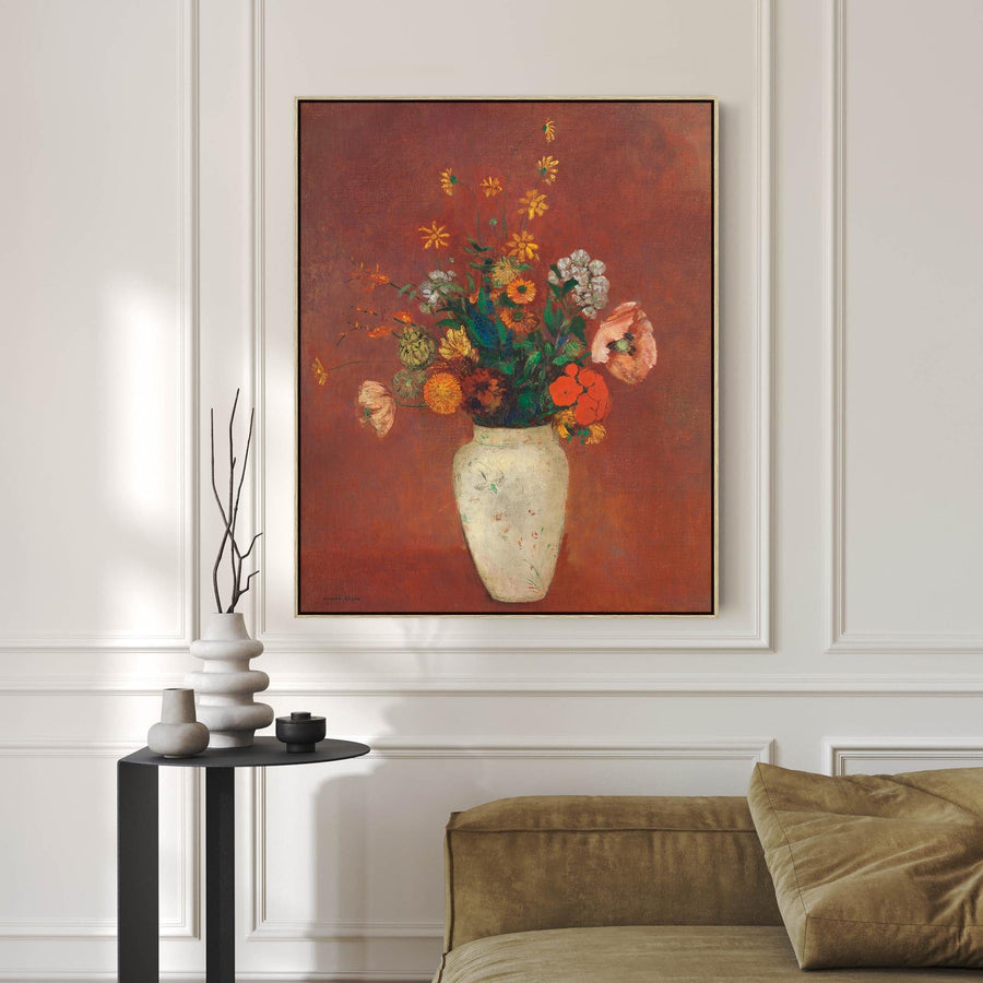 Odilon Redon Artwork Canvas Print Framed Bouquet Flowers Chinese Vase