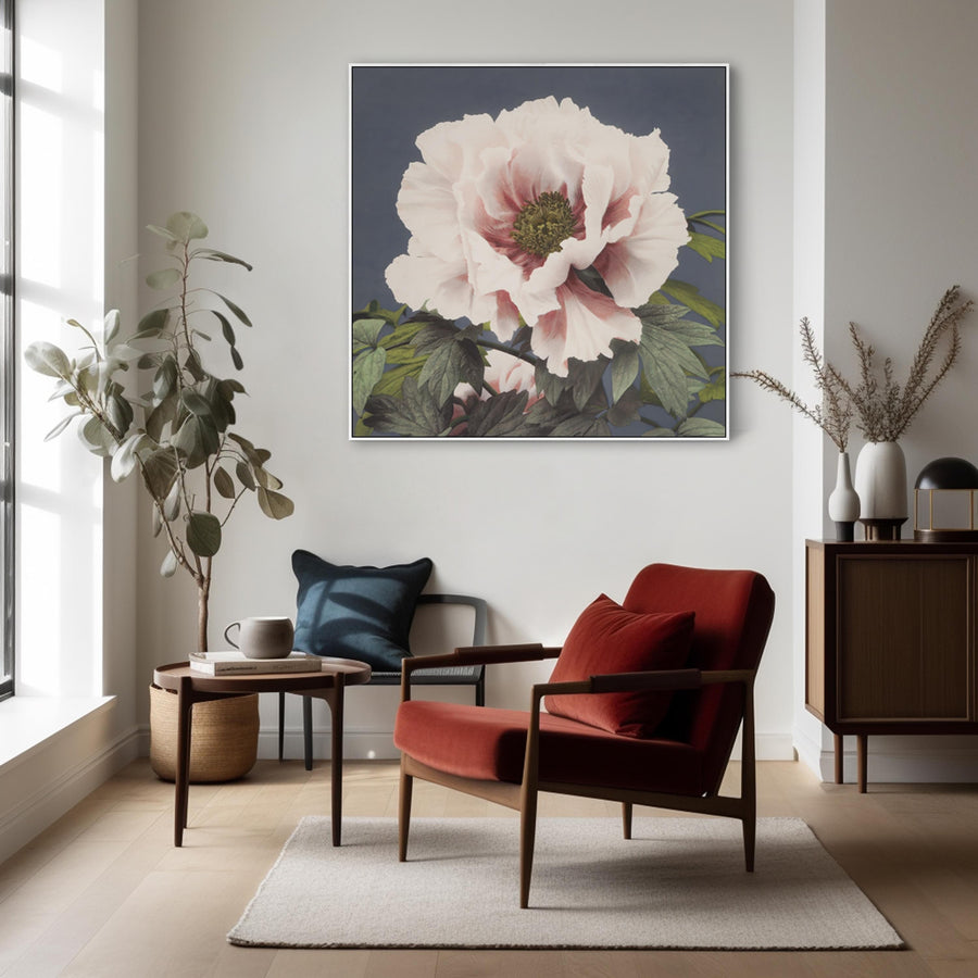 Japanese Pink Floral Wall Art Framed Canvas Print by Ogawa Kazumasa - 100cm x 100cm