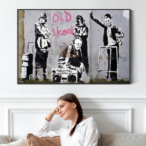 Large Banksy Framed Canvas Art Print - Old Skool