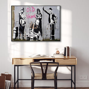 Large Banksy Framed Canvas Art Print - Old Skool