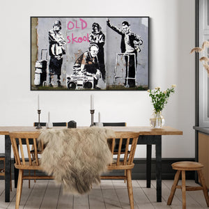 Large Banksy Framed Canvas Art Print - Old Skool