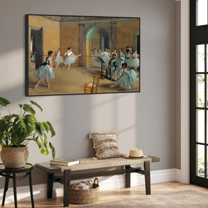 Edgar Degas - Framed Wall Art Print Canvas Picture - The Dance Foyer at the Opera on the rue Le Peletier