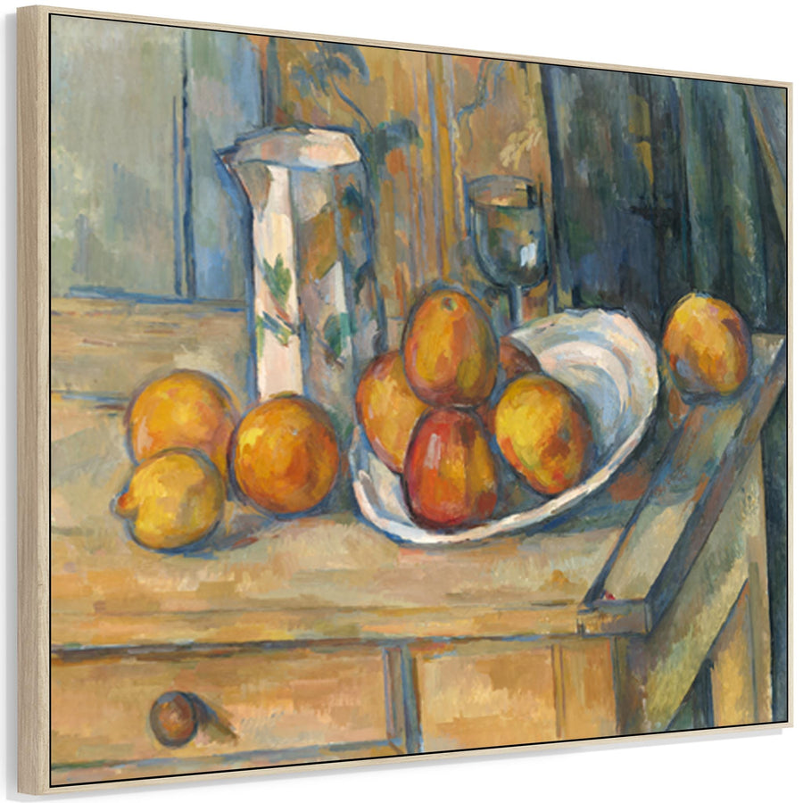 Paul Cezanne Still Life Kitchen Wall Art Framed Canvas Print of Milk Jug and Fruit Famous Painting