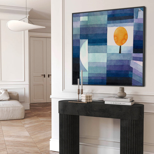 Large Paul Klee Abstract Canvas in Blue Orange - Framed Print Harbinger of Autumn