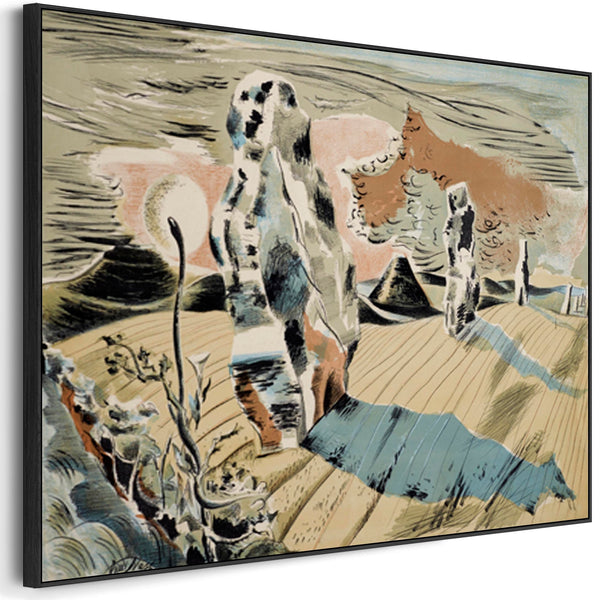 Paul Nash Framed Sage Green Art Print - Avebury - on Canvas