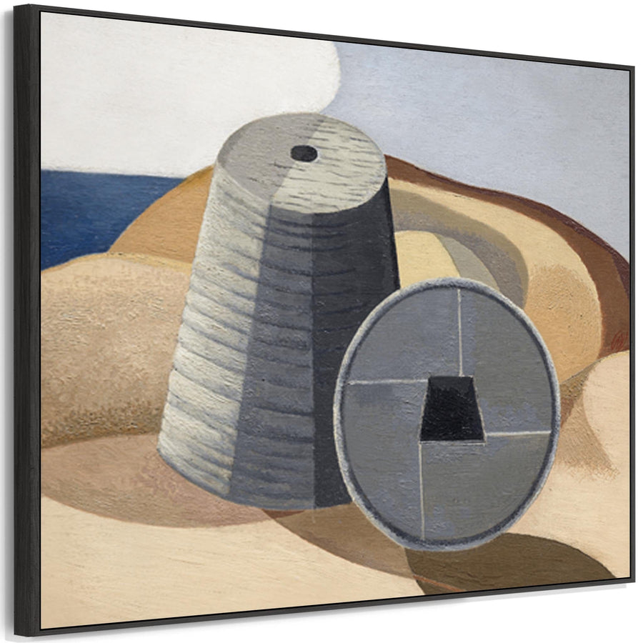 Paul Nash Beige Framed Abstract Art Print - Mineral Objects - on Canvas