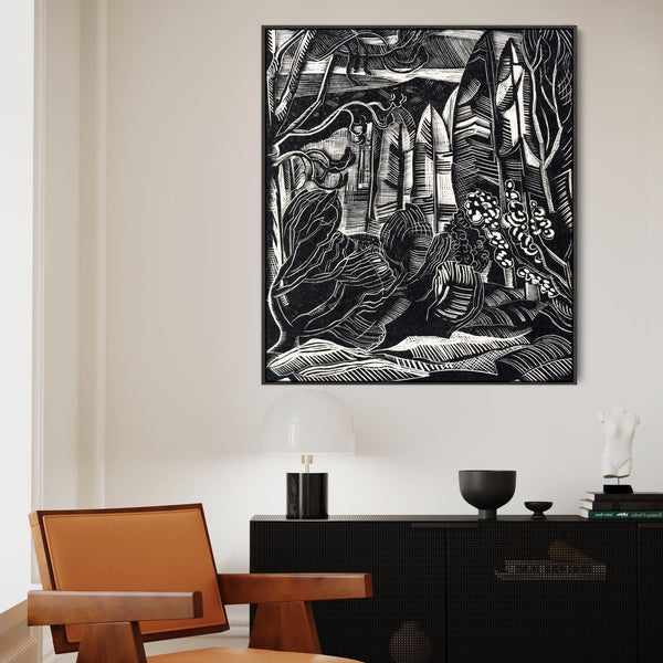 Paul Nash Framed Black White Art Print - Winter in Hampden - on Canvas