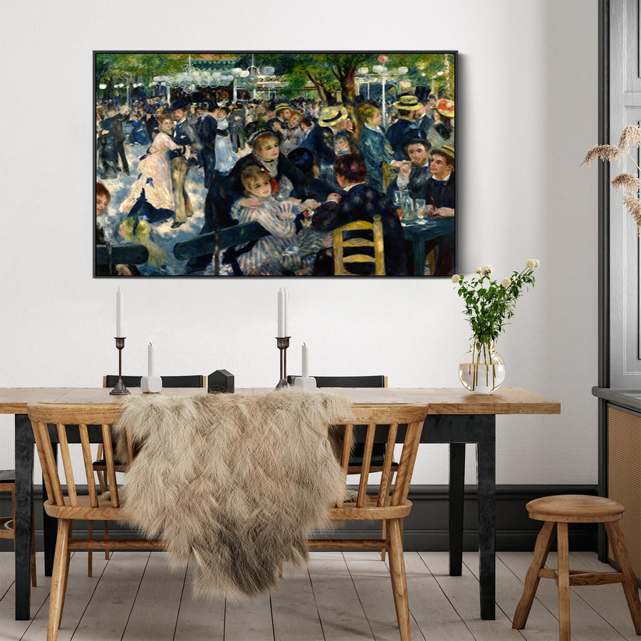 Pierre Auguste Renoir - Framed Wall Art Print Canvas Picture - Dance at Le Moulin de la Galette