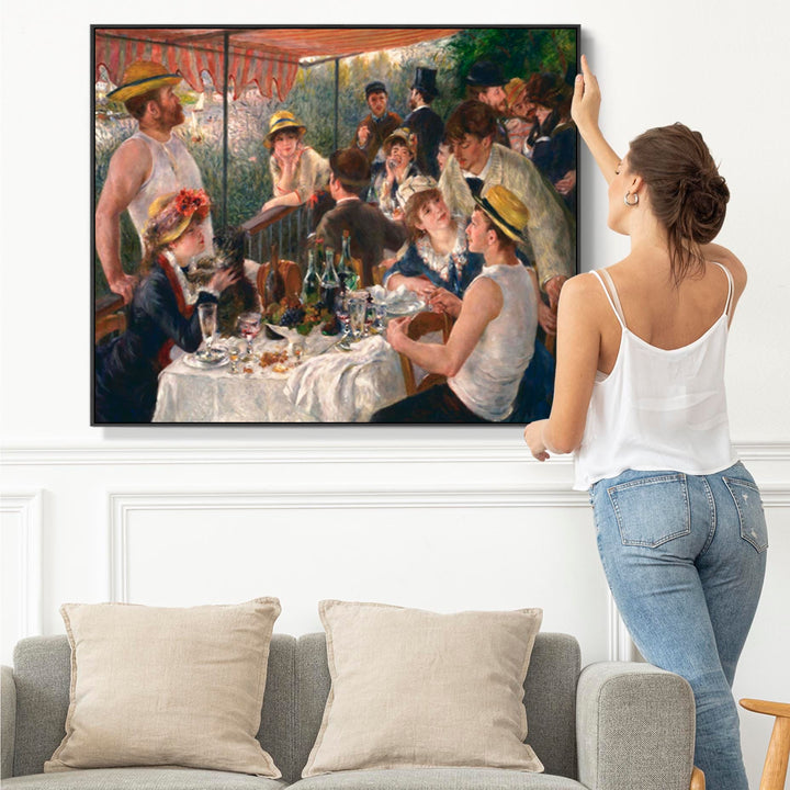 Pierre Auguste Renoir - Framed Wall Art Print Canvas Picture - Luncheon of the Boating Party - FFob-2537-B-L