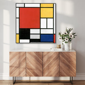 Piet Mondrian Framed Artwork Print on Canvas Composition Red Yellow Blue Black