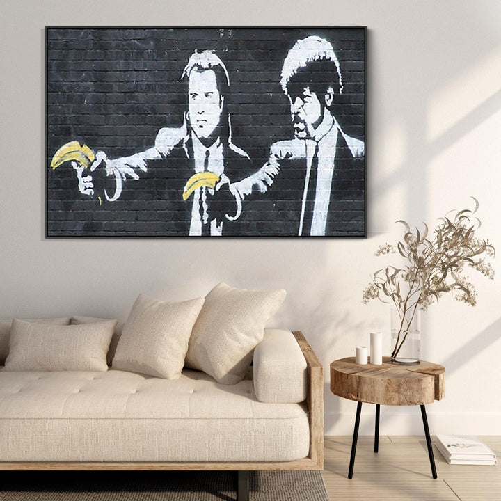 Large Banksy Framed Canvas Art Print - Pulp Fiction - FF2453-B-L