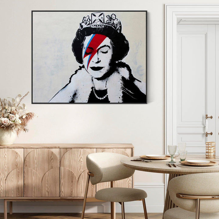 Large Banksy Framed Canvas Art Print - Queen Ziggy - Still Sane - FFob-2434-B-L