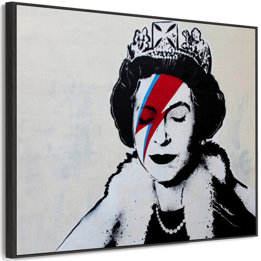 Large Banksy Framed Canvas Art Print - Queen Ziggy - Still Sane