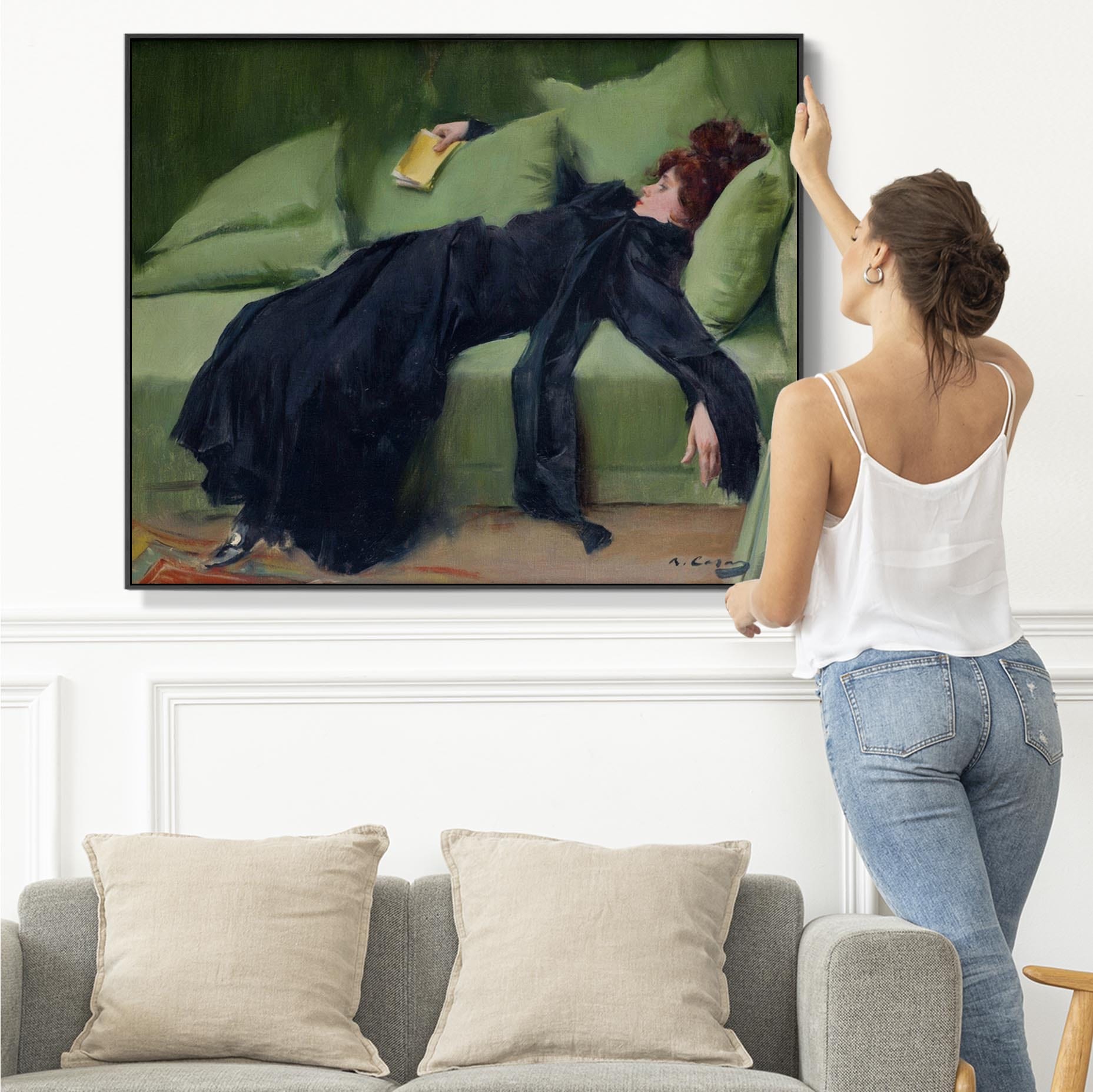 Ramon Casas - Framed Wall Art Print Canvas Picture - Decadent Woman af wallfillers.co.uk Ramon Casas - Framed Wall Art Print Canvas Picture - Decadent Woman af wallfillers.co.uk